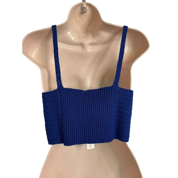 Olivaceous Knit Size Large Crochet Cropped Electric Blue Tank Top NWT - Picture 4 of 9